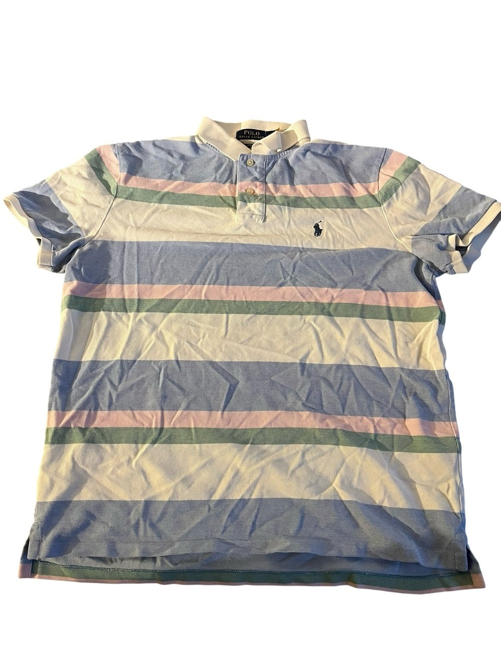 Polo Ralph Lauren stripped pastel polo shirt L Size (143)